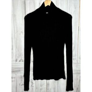 JOAH BROWN BLACK STRETCH RIBBED KNIT‎ CLASSIC LONG SLEEVE TURTLENECK SHIRT M/L
